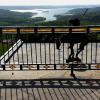 Custom railing, with glass inlay at Top of the Rock - Concept and design by Tim Burrows, built by CHR Metals