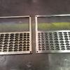 Custom 3/16" stainless steel floor grates, for a restaurant kitchen, showing fresh cut and finished out